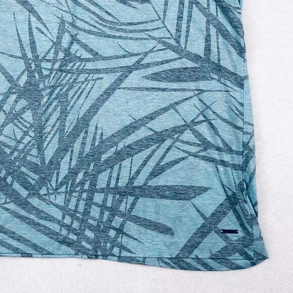 Hugo Boss Men’s Large Blue Cotton Linen Short Sleeve Slim Fit T-Shirt - Picture 4 of 12